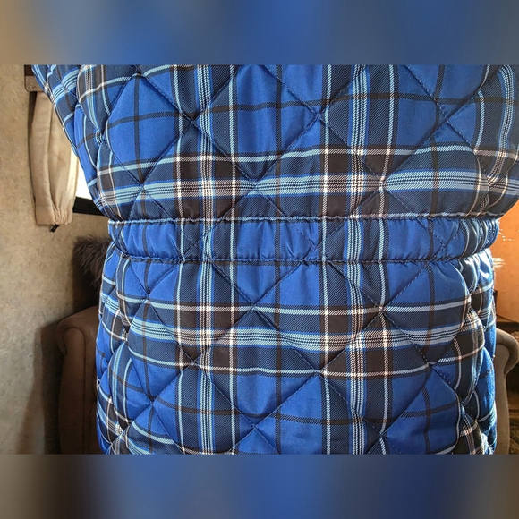 St. John's Bay Vibrant Blue Plaid Quilted Vest - Picture 6 of 8